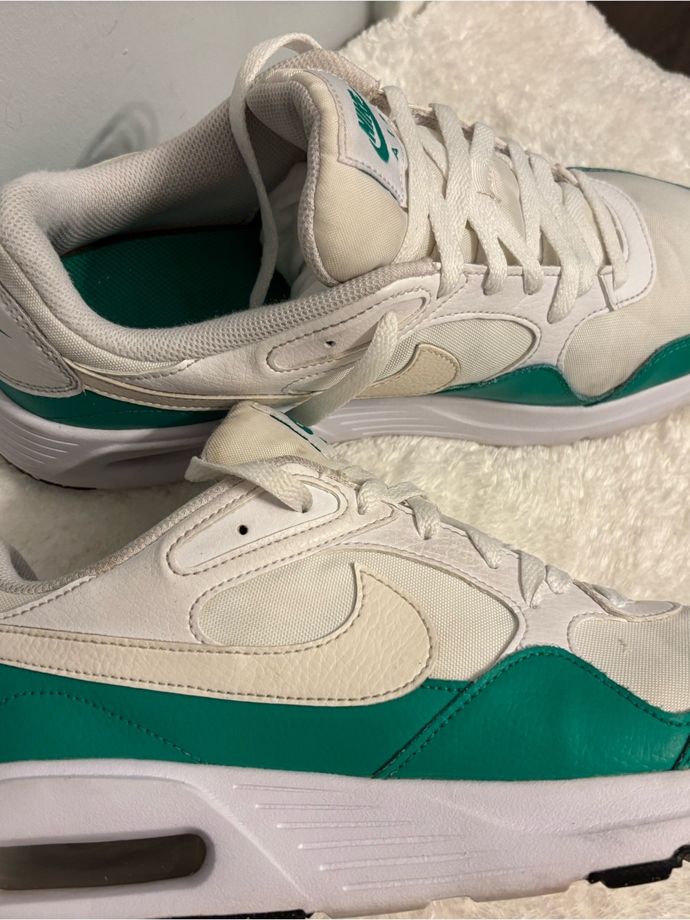 Nike Men White and Teal Low-Top Sneakers